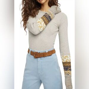 Free People Long Sleeve Crocheted Top